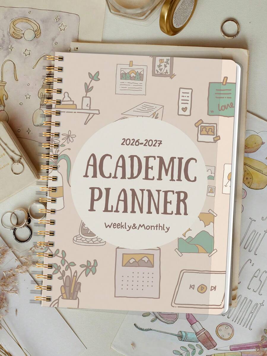 Sổ kế hoạch tháng 2026–2027, sổ tay A5 ghi chú hàng tuần và hàng tháng kèm nhắc nhở ngày lễ và ghi chú, giúp bạn luôn ngăn nắp, đồ dùng văn phòng, phụ kiện bàn làm việc, đồ dùng học tập, quà tặng tri ân giáo viên, quà tặng Ngày của Mẹ, ghi chú cho y tá.