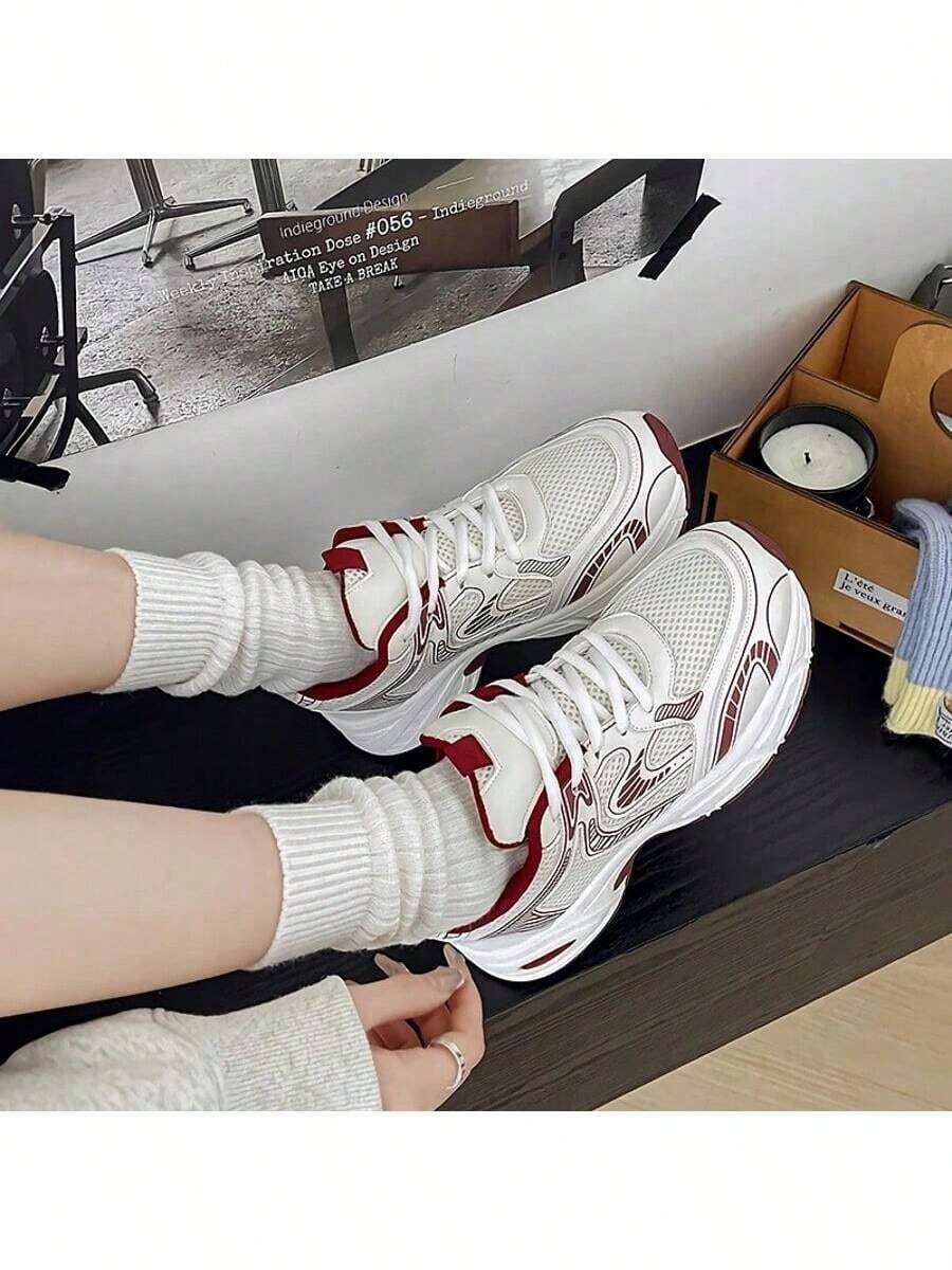 2026Autumn Sneakers For Women Summer New Arrivals Women's Transparent High Heels Casual Shoes,Wedding Shoes Best Seller In Fairy Women Sneakers - Phiên bản nâng cấp màu đỏ - Xem 1