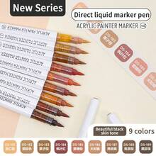 Bộ bút dạ acrylic 9 màu Languo, đầu mềm, dung tích lớn, tông màu da Macaron tối giản, xám, nâu, nhiều màu, đen, bút chì màu vẽ tranh hoạt hình dành cho học sinh, bút màu không lem dùng cho vẽ graffiti DIY, thích hợp cho đá, thủy tinh, gốm sứ, kim loại và các chất liệu khác, có sẵn các phiên bản 45/126/171 màu. - bút đánh dấu - Xem 12