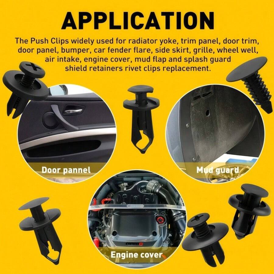 60PCS Car Clip Combination Set, Includes 6 Styles 10 Each, Universal Bumper Fender Trunk Door Panel, Car Repair Replacement Clip Accessories
