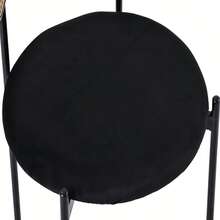 Set Of 4 Velvet Dining Chairs, Modern And Minimalist Style, With Four Metal Support Legs. Black Rattan Living Room And Bedroom Chairs. - Black - View 6