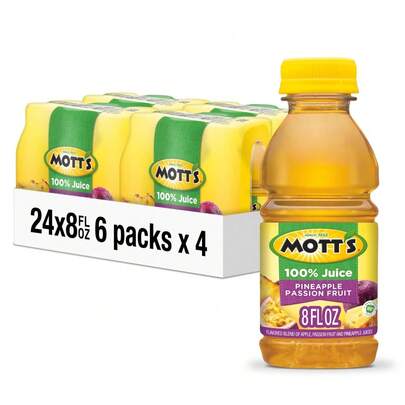  Mott's 100% Original Apple Juice, 8 Fl Oz Bottles, 24 Count (4 Packs Of 6), 2 Servings Of Fruit, 100% Fruit Juice, Gluten-Free, Caffeine-Free, Kosher, Contains No Artificial Colors Or Sweeteners