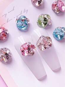 Spring 6pcs Explosive Flash Boutique K9 Bottom Less Fat Formula Finished Product Stacking Diamond Design Nail Art Decoration, Light Luxury Nail Diamond Ball, DIY, Nail Gems, Nail Charm, Nails Products - Multicolor - View 4