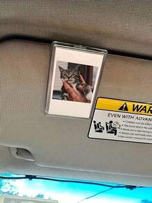 1pc Personalized Car Sun Visor Photo Frame Clip, Customized Photo Car Decor, Couples Gift, Cute Pets, Acrylic Car Sun Visor Photo Frame - Durable PMMA Material, Perfect For Couples And Pet Memorabilia, Easy To Install Dashboard Accessory, Record Precious Memories, Fits All Car Models, Car Sun Visor - A - View 12