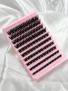 Hinarin 110Pcs Clusters Individual Lashes Jet Black High Quality Thick And Curly Cross Style Mixed Length Packs Fox Eyelashes Dramatic Makeup Easy To Wear And Suitable For Diy At Home - D - View 7