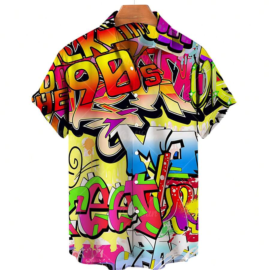 Abstract And Colorful Patterns Symbolize Creative Energy And Happy Emotions. 3D Printed Casual Short Sleeved Button Men's Shirt For Summer Fashion - A508D-AL24372 - 查看 1