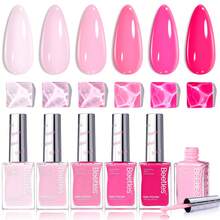 Beetles 6 Colors 7.5ml/0.25 Fl Oz Nail Polish Set - Love In Echo Quick Dry Spring Formula, Salon Long Lasting DIY Pastel Nail Art Gifts For Women - 6 Colors Love in Echo - 查看 1