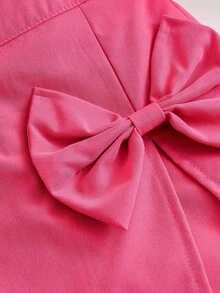 Bộ đồ dễ thương cho bé gái, áo hoa dây chéo vai và chân váy nơ, trang phục mùa hè thường ngày. - trắng - Xem 6