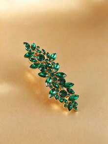 1 chiếc kẹp tóc đính ngọc trai bằng nhựa - màu xanh lá - Xem 2