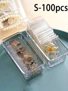 100pcs/5pcs Transparent Resealable Jewelry Bags With Self-Sealing Lock, Anti-Oxidation To Prevent Tarnish, For Storing Earrings, Necklaces, Jewelry, Small Gifts, Accessories, Party Favors, Compact And Convenient Jewelry Storage Bags, Space-Saving Travel Essential, Easter Gift, Summer Jewelry Organizer, Back To School Gift - Transparent - View 9
