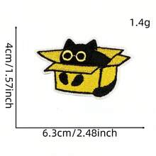 1 peça de aplique bordado de animal de desenho animado fofo, novo aplique bordado de gato preto, acessório de vestuário termocolante - mancha de gato preto - Ver 3