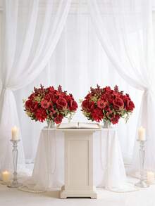 1/3 件装仿真花假玫瑰花束丝绸雏菊蒲公英散装，适用于婚礼、家居派对装饰、餐桌摆饰、情人节、礼物、生日、毕业典礼 - 紅色 - 查看 8