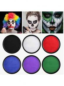 30g Water-Activated Face & Body Paint, Water-Soluble Solid Color Face Painting, Suitable For Stage, Screen, Cosplay And Halloween Makeup - Multicolor - View 1