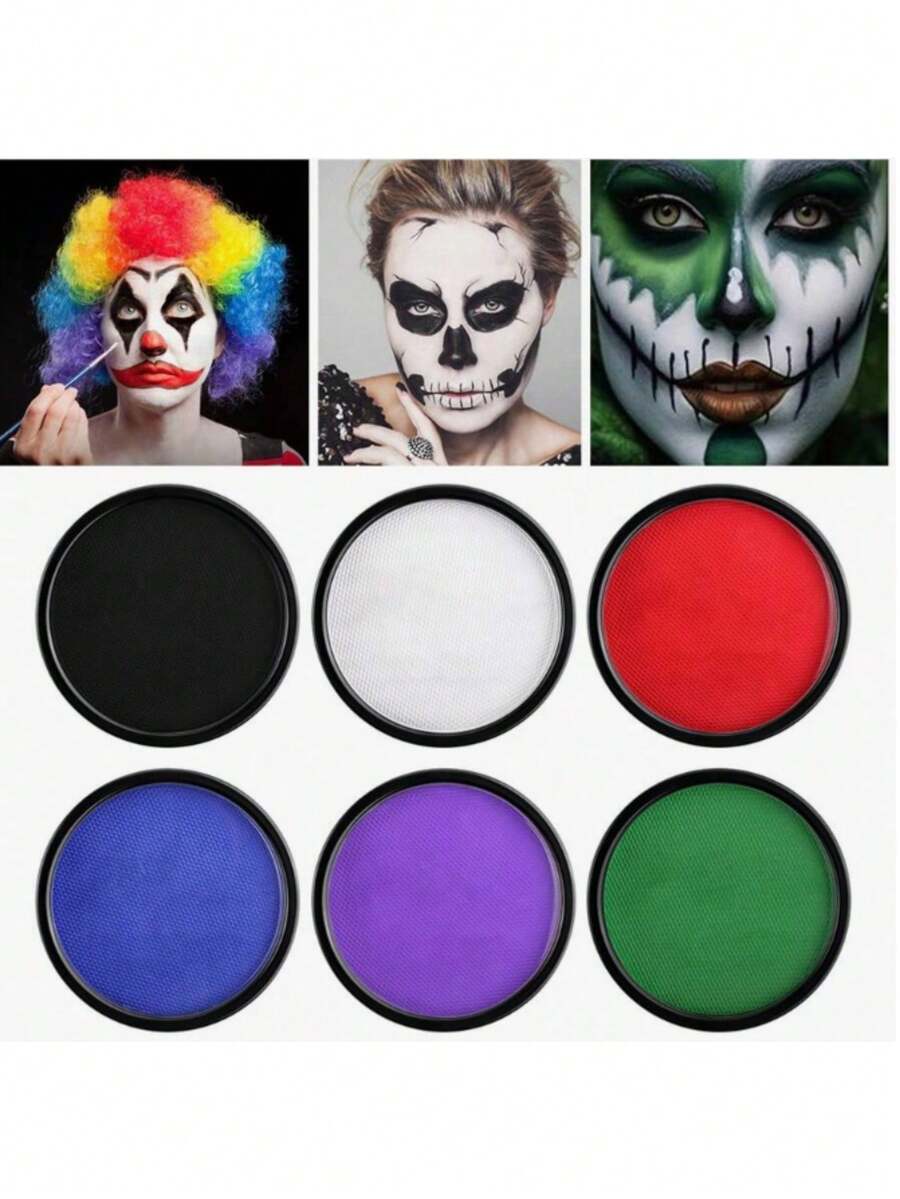 30g Water-Activated Face & Body Paint, Water-Soluble Solid Color Face Painting, Suitable For Stage, Screen, Cosplay And Halloween Makeup - Multicolor - View 1