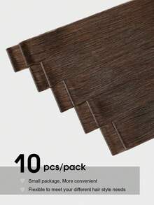 SUYYA Tóc Nối Dán Vô Hình Màu Nâu Sô Cô La, 10 Cái/Gói, Tóc Nối Thẳng Không Đường Nối, Tóc Thật, Viền Tóc Vô Hình - S4 - Xem 4