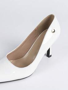 Fashionable Office High Heels, Pointed Toe White Ladies Office Slim Stilettos - White - View 8