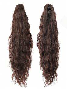 Paquete de cabello de cola de caballo rizada con onda de agua marrón profundo de 26 pulgadas, suave y natural, adecuado para mujeres - Multicolor - Ver 5