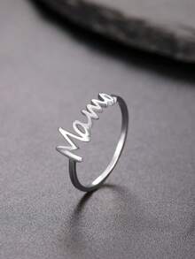 1pc Minimalist Stainless Steel English Letter "Mama" Ring, Fashionable Gift For Mother's Day And New Moms - Simple Series - View 1