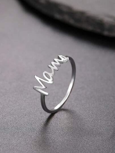 1pc Minimalist Stainless Steel English Letter "Mama" Ring, Fashionable Gift For Mother's Day And New Moms