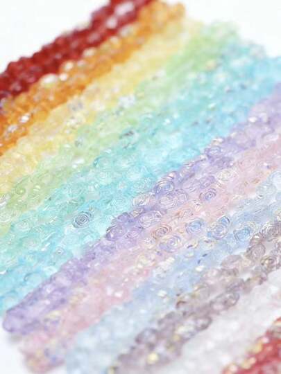 14mm 10 Pieces/Package Crystal AB Color. Crystal Beads. Flower Element Rose Shape Czech Crystal Glass Beads. Suitable For Making Jewelry, Hair Clips, Handmade Accessories, DIY Bracelet Components, Valentine's Day Gifts, Etc.