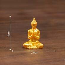 4pcs Southeast Asian Golden Buddha Statue Figurines, Resin Crafts, Micro Landscape DIY Decor Accessories, Mini Ornaments - 4 Pieces/set - View 8