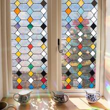 1/4pcs Colorful Geometric Diamond Glass Window Film, Rainbow Catcher Static Cling Privacy Glass Sticker, Removable PVC Decal For Bathroom, Home, Office - Diamond-shaped Color Film - View 7