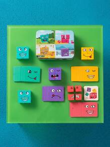 Magic Cube Building Blocks Puzzle Toy That Change Faces, Promotes Parent-Kid Interaction, Stimulates Logical Thinking, And Improves Intelligence - Great Table Game For Kids - Apricot - View 5