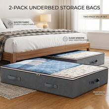 2-Piece/4-Piece Set Of Under-Bed Storage Bins, Foldable Under-Bed Storage Bags, Suitable For Clothes, Sheets, Shoes, Linens, Etc., Gray - View 1
