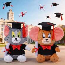 TOM AND JERRY. 新款20厘米博士毛绒玩具，可爱卡通电影医生造型，身着医生服装，生日毕业季礼物 - 彩色 - 查看 2