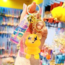 Cartoon Transparent Resin Crystal Graffiti Bear Keychain For Women, Cute & Fashionable Bear Pendant,  Keychain, Exquisite Resin Figurine, Adorable Decorative Key Ring, Stylish Bag Charm, Unique Keychain For Backpack, Perfect Gift For Friends Or Loved Ones - Gấu vẽ graffiti bằng pha lê (Tượng đơn) - Màu xanh lá cây - Xem 2