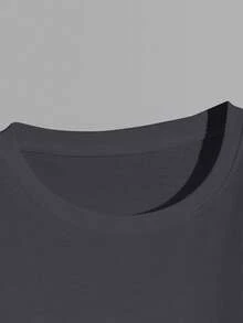 Strevion OBM Men X TOM & JERRY Áo thun nam tay ngắn cổ tròn in hình họa tiết trượt tuyết tối giản hiệu Tom, thích hợp cho mùa hè. - Màu xám đen - Xem 5