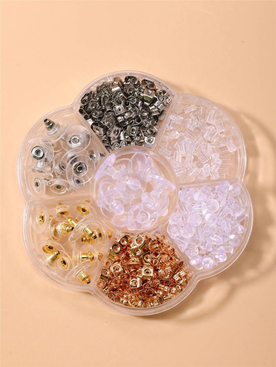 1套耳钉后塞,透明塑料金属橡胶硅胶耳钉后塞替换套装,适用于鱼钩耳环和耳钉 - 彩色 - 查看 1