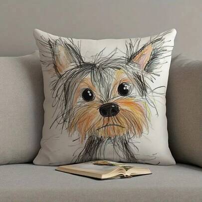 1 chiếc vỏ gối in hình chú chó Yorkshire Terrier vẽ tay - Chất liệu polyester mềm mại, thiết kế dễ thương, phù hợp cho người yêu thú cưng, kiểu hoạt hình, có khóa kéo - Thích hợp trang trí nhà cửa, ghế sofa, phòng ngủ, Giáng sinh, Lễ Phục sinh, Ngày Thánh Patrick, Sinh nhật và Kỷ niệm