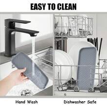 1/2/3/25 piezas Alfombrilla de drenaje, Alfombrilla de drenaje para tocador de baño, Alfombrilla impermeable para encimera, Jabonera y soporte para cepillo de dientes Alfombrilla de almacenamiento multifunción - Multicolor - Ver 6