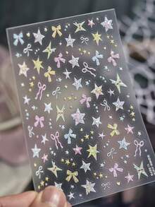 1 5D 3D Shell Light Star Bow Nail Sticker Self-Adhesive Transfer Printing Slider Nail Sticker Decal - Multicolor - View 5