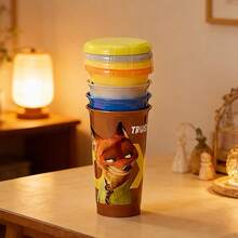 Miniso Disney Zootopia Straw Plastic Cup 4 - Piece Set, 520mL Large Capacity Meeting Various Drinking Needs, Vivid Character Patterns Adding Usage Fun, High - Quality Plastic Material , Suitable For Home And Outing (1 Set) - Multicolor - View 6