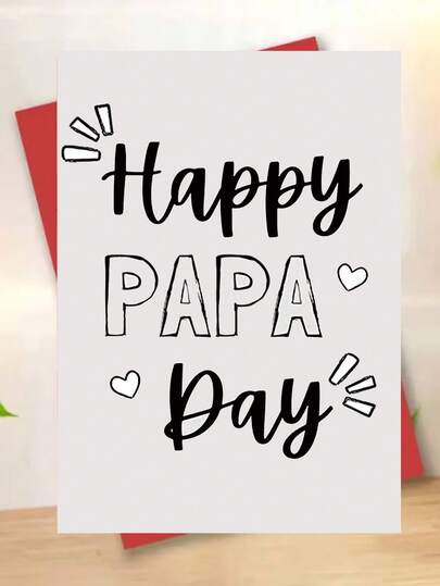 1pc, Charming Hand-Drawn "Dear Papa" Card. Includes Envelope, Thick Art Paper. Doodle Heart & Star Hand-Painted Design. Perfect For Papa's Day-The Ideal Lovely Card For Fathers (12cm/4.7in X 17cm/6.7in)