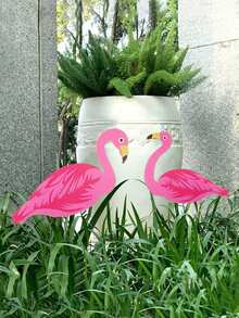 4pcs/Set Summer Pink Flamingo Yard Stakes, 4 Styles Flamingo Lawn Markers Suitable For Indoor/Outdoor Home Decor, Tropical Garden, Patio, Lawn, Party Decoration, Hawaiian Party, Moon Party, Summer Garden, Beach, Tropical Patio, Outdoor Garden Path, Party Favors - Flamingos - View 6