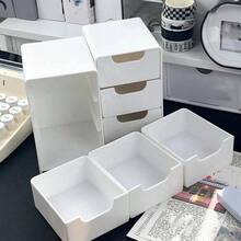 Mini Drawer-Style Storage Box, Fashionable Multi-Function Storage Box, Mini Jewelry Box, Makeup Organizer Box, Desktop Organizer For Storing Jewelry, Hair Clips, Rings, Cosmetics, Birthday/Valentine's Day Gift - White - View 2