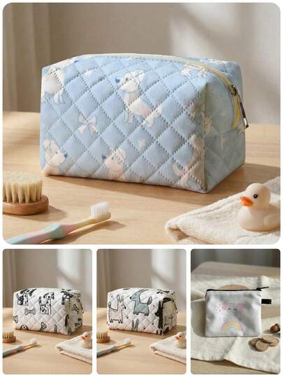 1pc Cute Animal Print Toiletry Makeup Bag, Portable Cosmetic Organizer Pouch, Multi-Functional Storage Bag, Travel Wash Bag, For Small Items, Travel Storage Bag, For Home, Gift, Holiday And Festival, Multi-Purpose Toiletry Organizer Bag For Teenagers, School Makeup Bag, Back To School Supplies, Cosmetics And Toiletries Storage, School Supplies, Storage Bag, Room Essentials