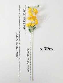 MEHELANY 3支2.95英尺黄色人造蓝铃花，丝质，户外仿真植物，仿塑料花，人造铃兰风铃，适用于家居办公室装饰、餐桌中心摆件、高花瓶、家居婚礼花园装饰、人造植物花束装饰、DIY插花、花瓶装饰、春季婚礼中心拱门背景装饰 - 黃色 - 查看 6
