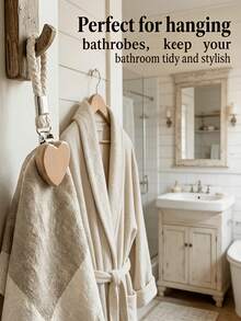 1个木质心形毛巾夹，厨房毛巾架，抹布挂钩，浴室毛巾架，防滑速挂环 - 彩色 - 查看 7