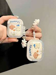 1个可爱三只小狗吊坠，兼容苹果1/2 Pro 2耳机保护壳、3/4相框、3D柔白Pro - 彩色 - 查看 4