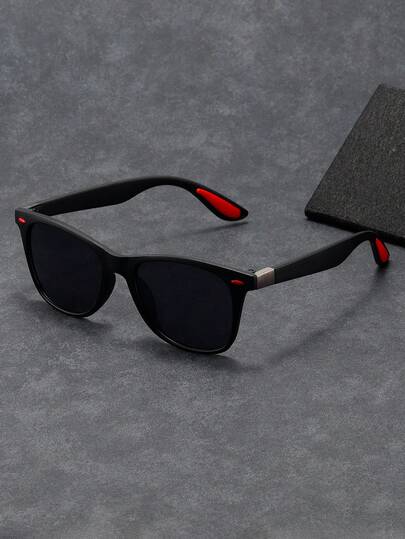 1副经典旅行徒步风格设计、驾驶钓鱼风格设计、红色设计、红色铆钉搭配硅胶减震摩擦垫，时尚街头风眼镜