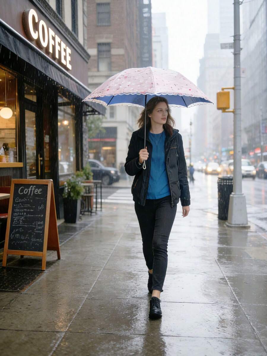 1 chiếc dù che nắng viền ren, tán dù hai lớp với viền ren và họa tiết hoa, thiết kế chống thấm nước, kiểu dáng dễ thương và thời trang, dù gấp gọn nhẹ dành cho nữ, chống tia UV, che nắng và mưa, chống gió, có thể gấp lại. - Nhiều màu - Xem 1