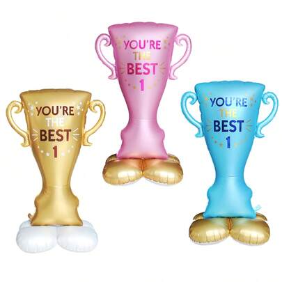 61英寸支架最佳1奖杯铝箔气球足球派对用品足球主题生日派对装饰足球迷装备母亲节父亲节礼物