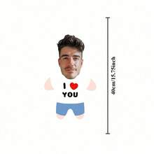 客製化「I Love You」照片抱枕－個性化人臉家居裝飾靠墊，針織布料，愛心圖案，情侶家居裝飾 | 溫暖秋季沙漠，週年紀念禮物 - 彩色 - 查看 7