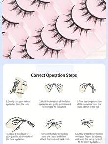 10对硬柄夸张卡通恶魔连体假睫毛 - 黑色 - 查看 5