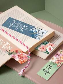30pcs Inspirational Floral Bible Verse Bookmarks - Scripture Quote Bookmarks, Reading Decor Message Cards, Religious Encouragement Gifts, Suitable For Readers, Men And Women - Multicolor - View 5