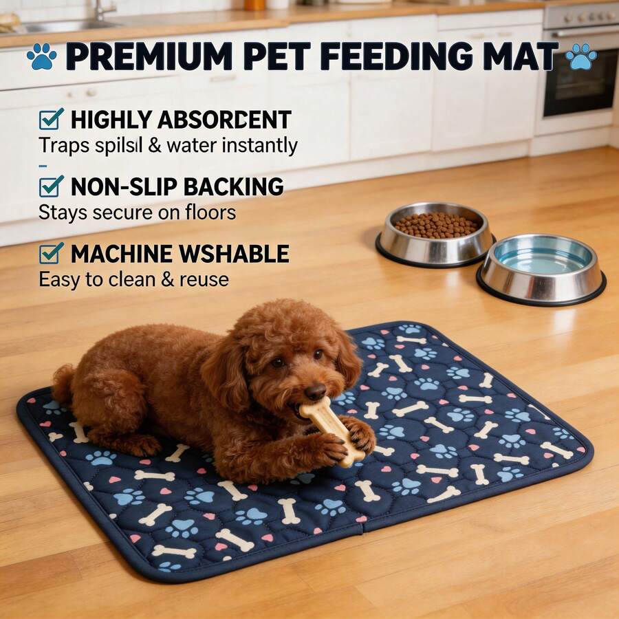 Washable Digital Printed Pet Dog Pee Pads, Reusable, Suitable For Sleeping And Playing, Designed For Dog Training. Absorbent Leak-Proof Pad Suitable For Postpartum Care, Non-Slip, And Great For Use In Pens, Crates And Training - Royal Blue - View 1